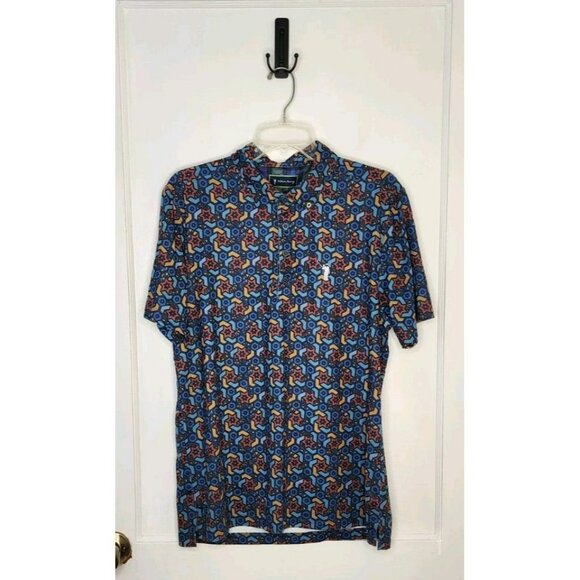 William Murray Polo Shirt Men's Floral Logo Multicolor Golf Performance Sz M - Picture 1 of 6